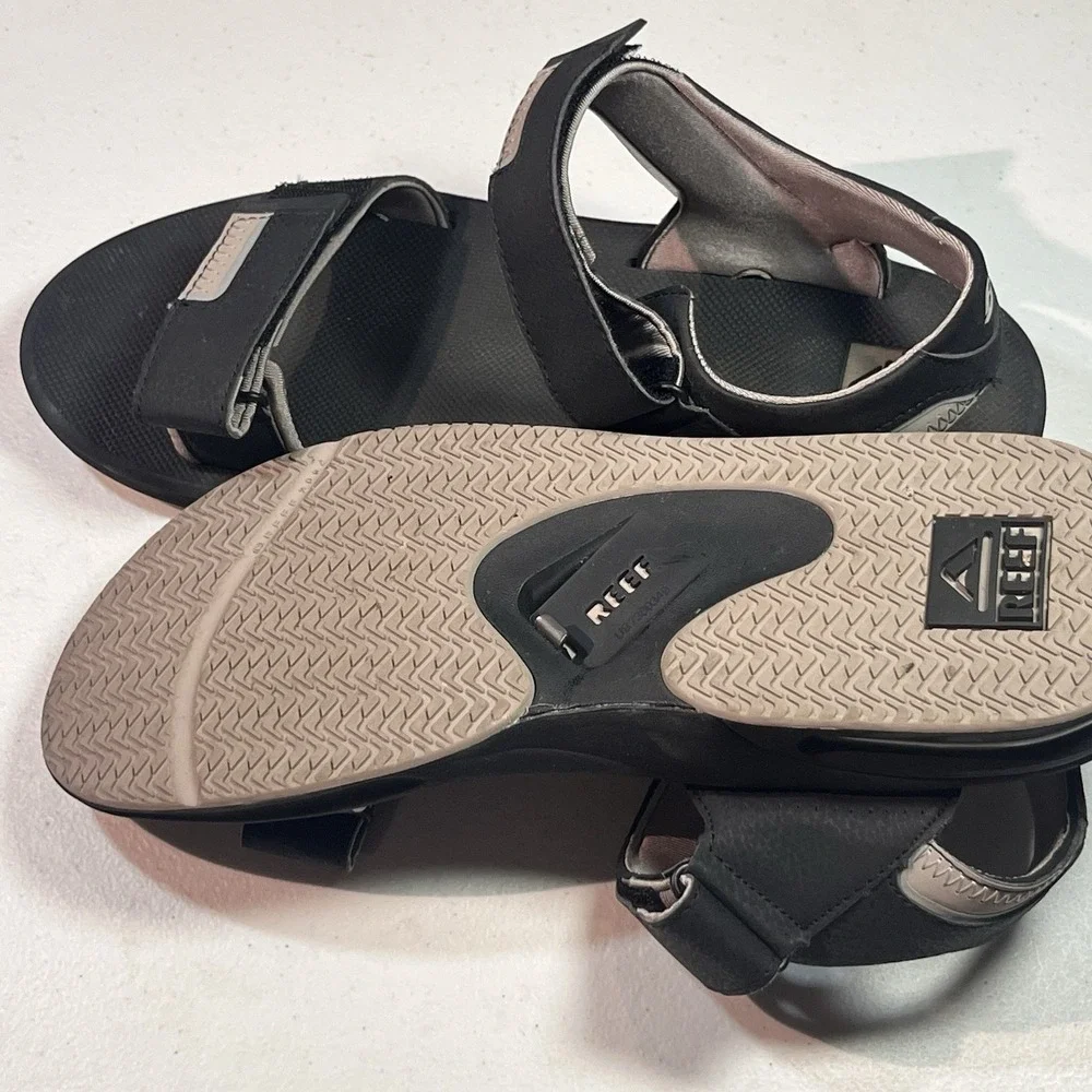 Reef Fanning Baja Sandal Bottle Opener Men's sz. 13 US‎ 46 EU Black Tan